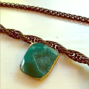 Green druzy necklace